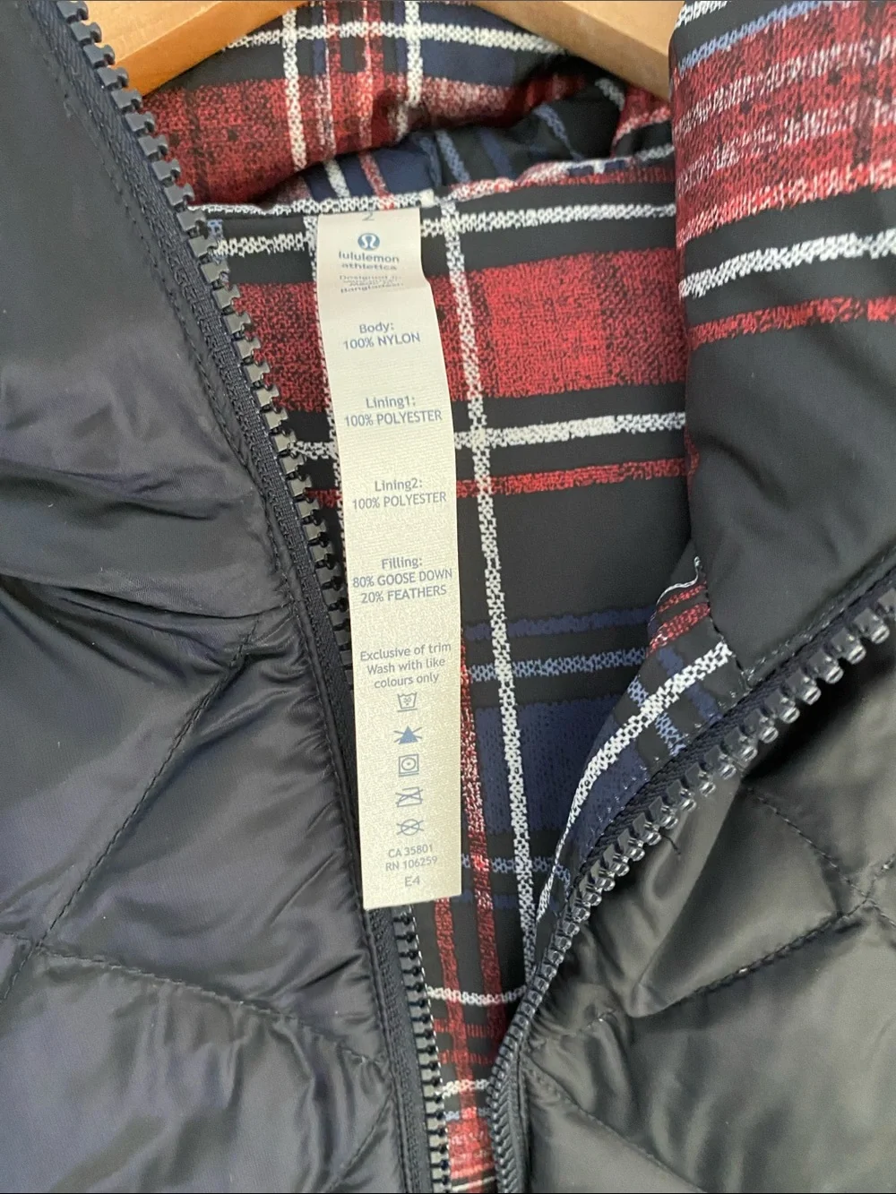 Lululemon NEW The Fluffiest Plaid Quilted Down Hooded Puffer Reversible Vest
